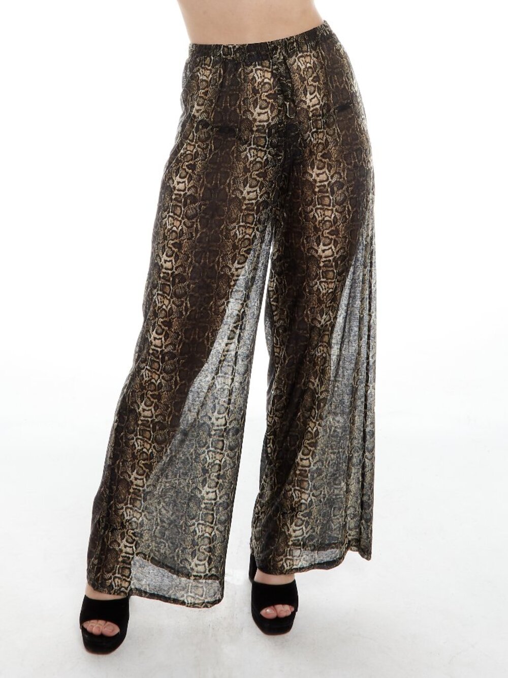 Snake Print Sheer Jersey pants –  High-Waisted Pants